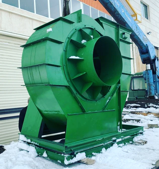 Heavy centrifugal fan prepared for transport